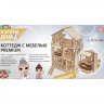 Деревянный конструктор (3D пазлы) Кукольный домик Коттедж с мебелью Premium