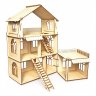 Деревянный конструктор (3D пазлы) Кукольный домик Коттедж с пристройкой Premium (75 деталей)