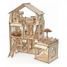 Деревянный конструктор (3D пазлы) Кукольный домик Коттедж с пристройкой и мебелью Premium