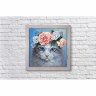 Алмазная мозаика Голубоглазый кот в цветах (38x38 см)