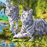 Картина по номерам Семейство белых тигров (30x30 см)