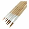 Набор круглых кистей средней жесткости с деревянными ручками, нейлон (№2, 4, 6, 8, 10, 12)