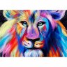 Картина шерстью Радужный лев (20x30 см)