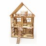 Деревянный конструктор (3D пазлы) Кукольный домик Коттедж с мебелью (247 деталей)
