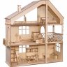 Деревянный конструктор (3D пазлы) Кукольный дом Гранд коттедж с верандой и мебелью (276 деталей)