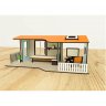 Деревянный конструктор (3D пазлы) Кукольный домик Одноэтажный с мебелью (50 деталей)