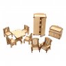 Деревянный конструктор (3D пазлы) Мебель для кукольного домика Зал
