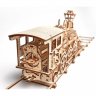Деревянный механический конструктор (3D пазлы) Локомотив R17 с рельсами (405 деталей)
