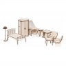 Деревянный конструктор (3D пазлы) Набор кукольной мебели Спальня для домика Венеция (55 деталей)