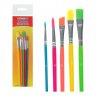 Набор кистей с пластиковыми цветными ручками, синтетика (круглые № 3, 8; плоские № 8, 8, 12) 5 шт
