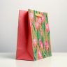 Подарочный пакет крафт Тюльпаны (23х27х11.5 см)