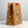 Подарочный пакет крафт Happy birthday (18х23х10 см)